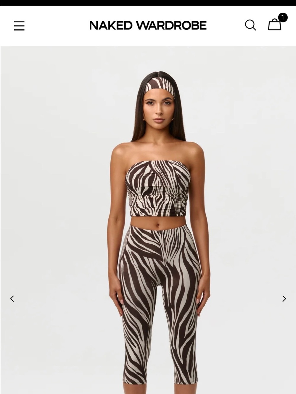 naked wardrobe Brown and Cream Zebra-Print Strapless Tube Top